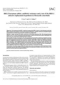 BRO &beta;-lactamase alleles, antibiotic resistance and a test of the BRO