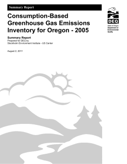 Consumption-based Greenhouse Gas Emissions Inventory for Oregon
