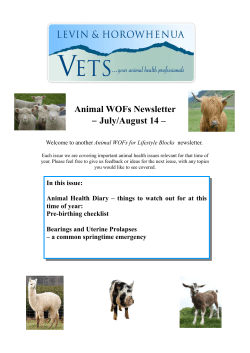 Animal WOFs Newsletter July/August 14