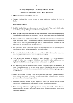 22 January 2013 minutes - All Party Group on Legal Aid