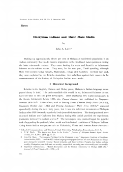 Malaysian Indians and Their Mass Media