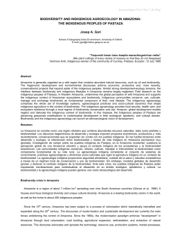 Biodiversity and Indigenous Agroecology in Amazonia