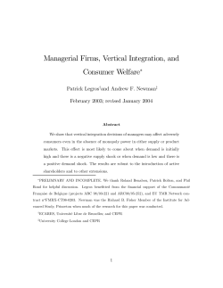 Managerial Firms, Vertical Integration, and Consumer Welfare&lowast;