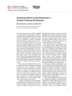 Measuring Delivery System Performance &mdash; Toward a Common