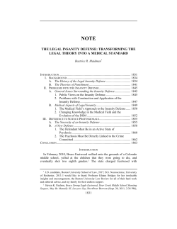 the legal insanity defense: transforming the legal