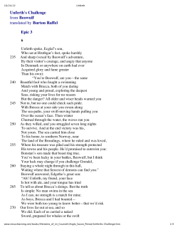 Beowulf Epic Part Three Unferth`s Challenge