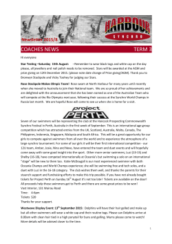 Term 3 2015 newsletter # 8 - North Harbour Synchronised