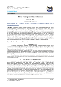 Stress Management in Adolescence