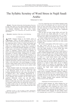 The Syllabic Scrutiny of Word Stress in Najdi Saudi Arabic