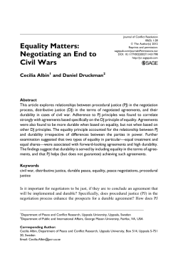 Equality Matters: Negotiating an End to Civil Wars