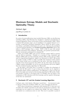 Maximum Entropy Models and Stochastic Optimality Theory