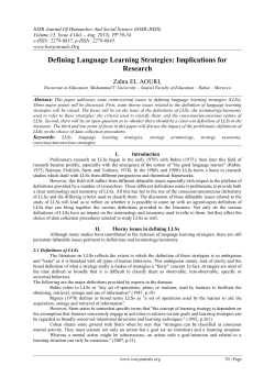 Defining Language Learning Strategies: Implications for