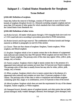 Subpart I --United States Standards for Sorghum