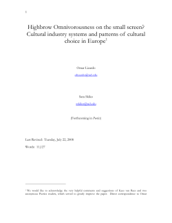 does highbrow omnivorousness show up on the small screen