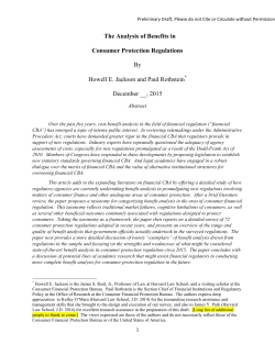 The Analysis of Benefits in Consumer Protection Regulations By
