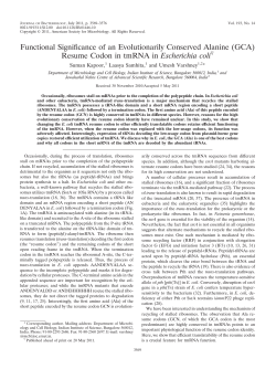 Resume Codon in tmRNA in Escherichia coli - MCBL