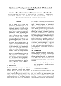 Significance of Paralinguistic Cues in the Synthesis of Mathematical