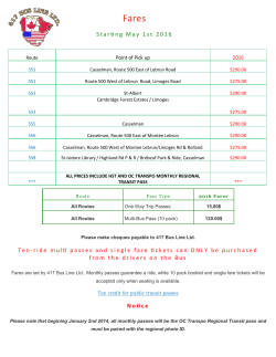 S t a rti n g M a y 1 st 2 01 6 T e n- r i de m ul ti p a s