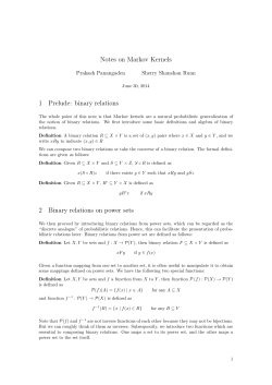 Notes on Markov Kernels 1 Prelude: binary relations 2 Binary