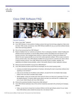 Cisco ONE Software FAQ