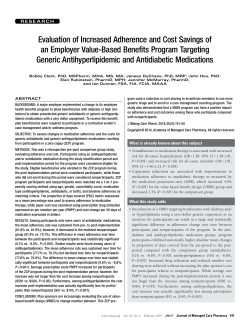 Evaluation of Increased Adherence and Cost Savings