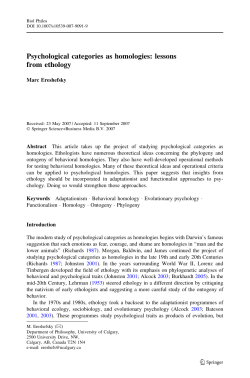Psychological categories as homologies: lessons from ethology