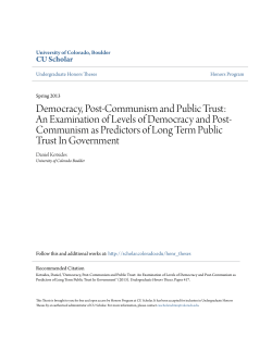 Democracy, Post-Communism and Public Trust: An