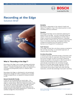 Recording at the Edge - Bosch Security Systems