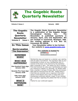 Newsletter for 2003 January - Gogebic Range Genealogical Society