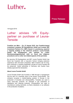Luther advises VR Equity- partner on purchase of Leuna