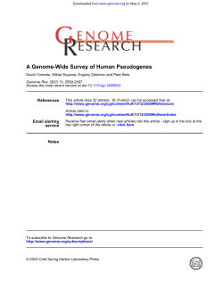 A Genome-Wide Survey of Human Pseudogenes