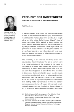 Free, but not independent - The role of media in south east europe