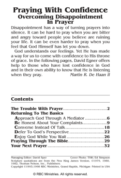 Praying With Confidence - Overcoming Disappointment in Prayer