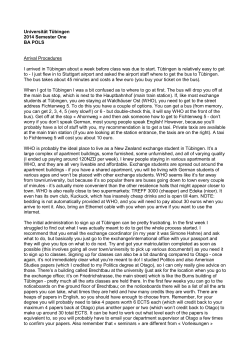 Universitӓt Tϋbingen 2014 Semester One BA POLS