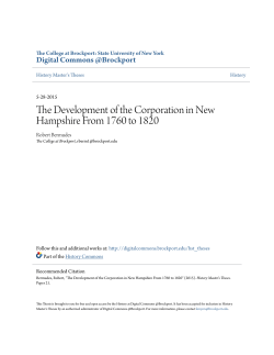 The Development of the Corporation in New Hampshire From 1760