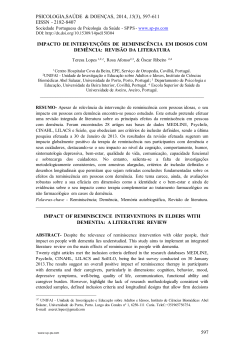 IMPACTO DE INTERVEN&Ccedil;&Otilde;ES DE REMINISC&Ecirc;NCIA EM IDOSOS