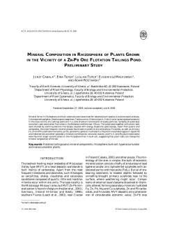 MINERAL COMPOSITION IN RHIZOSPHERE OF PLANTS GROWN