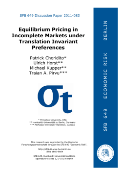 Equilibrium Pricing in Incomplete Markets under
