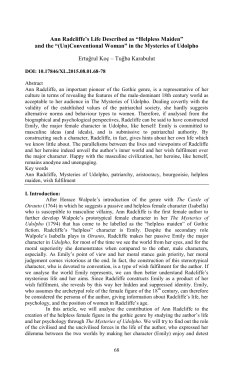 Ann Radcliffe`s Life Described as &ldquo;Helpless Maiden&rdquo;