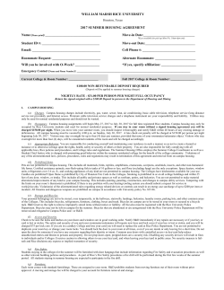 2017 Summer Housing Agreement - Rice Housing