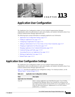 Application User Configuration