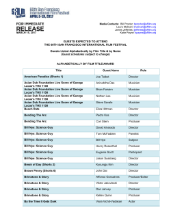 Guests Expected at 2017 SFFILM Festival