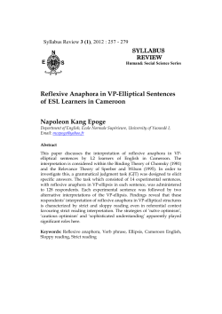 Reflexive Anaphora in VP-Elliptical Sentences of ESL Learners in