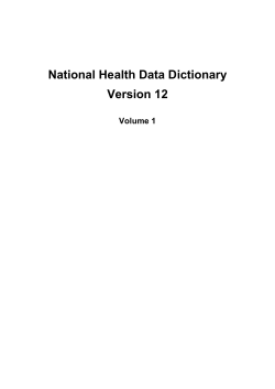 National Health Data Dictionary Version 12 Volume 1