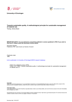 University of Groningen Towards sustainable quality. A