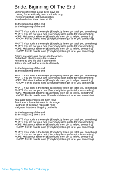 Bride, Biginning Of The End