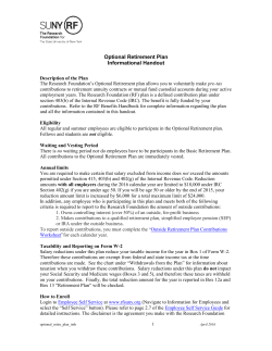 Optional Retirement Plan Informational Handout