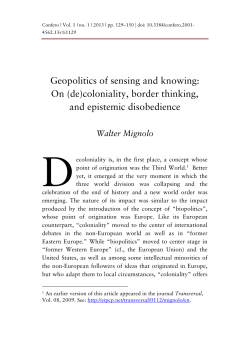 Geopolitics of sensing and knowing: On (de)coloniality