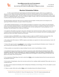 Bearkat Orientation Policies - Sam Houston State University