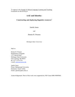 AAE and Identity - Michigan State University